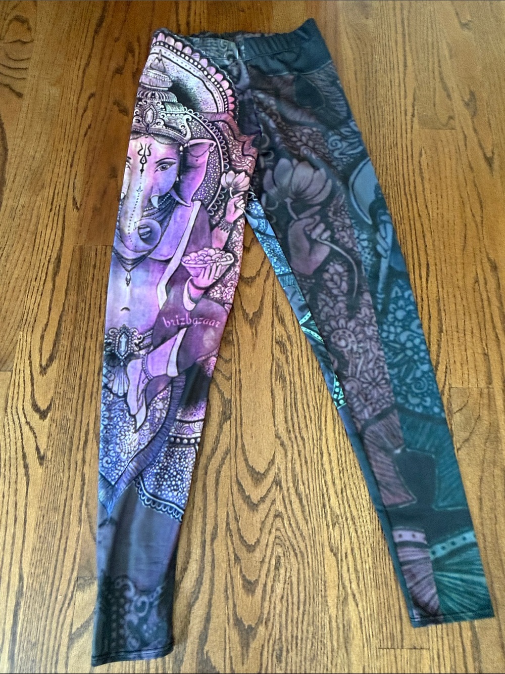 Women’s Workout Leggings- Ganesha Design in Purple & Teal